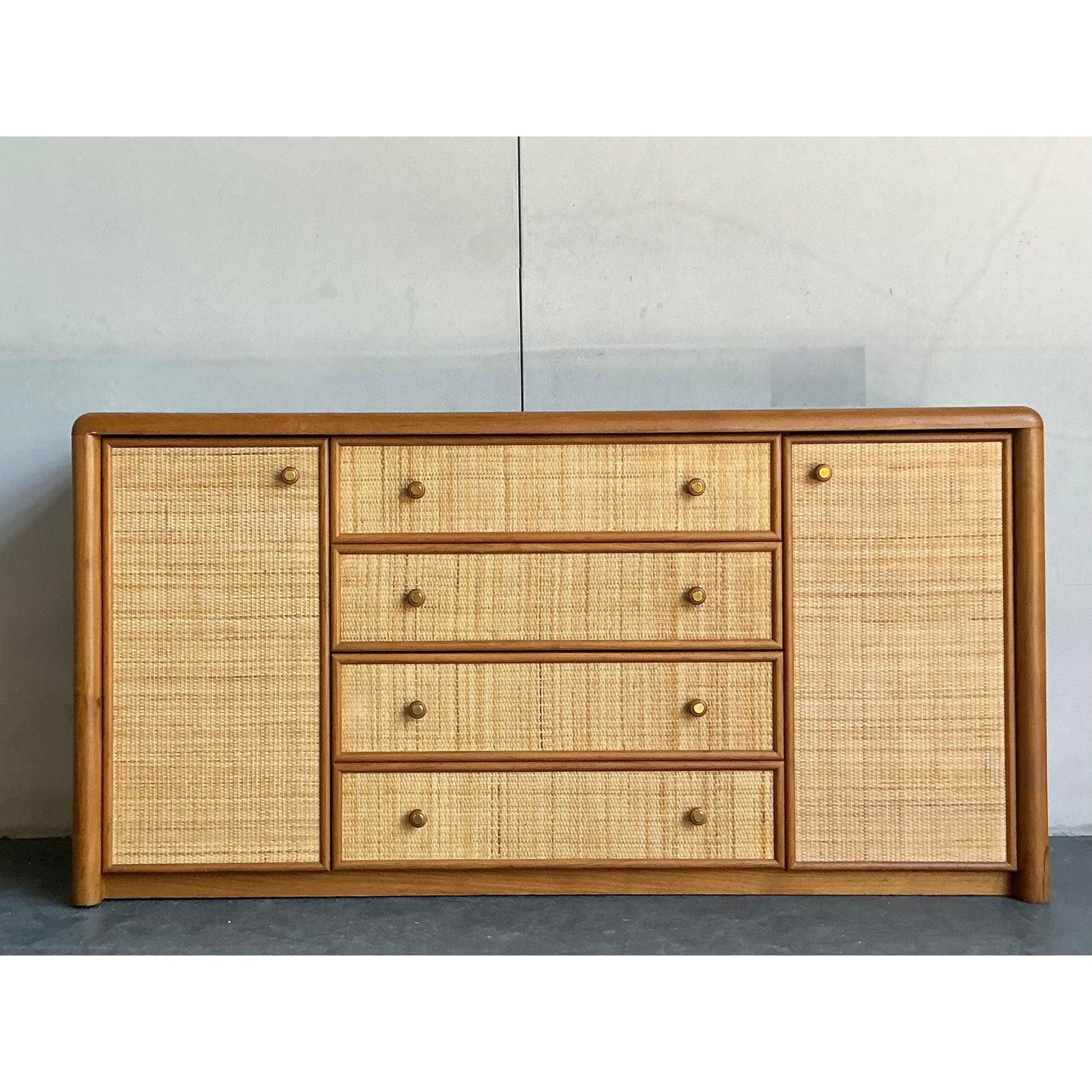 Mid-Century Modern Crédence Vintage Boho en toile de gazon en vente