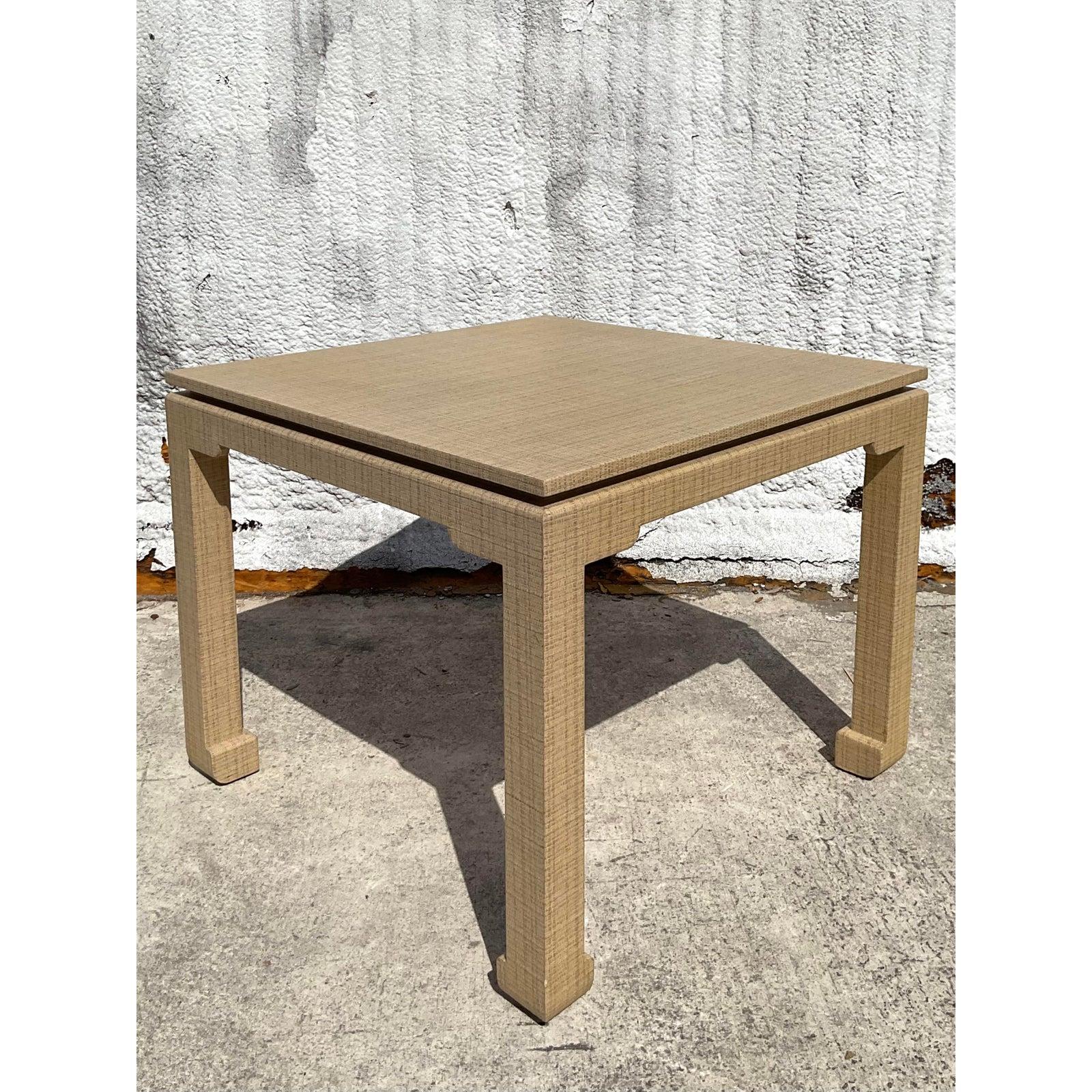 Americano Tavolo da gioco in tessuto d'erba vintage Boho in vendita