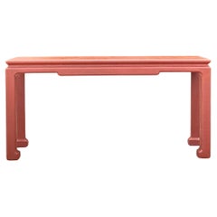 Vintage Boho Grasscloth Ming Console Table