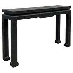 Vintage Boho Grasscloth Ming Console Table