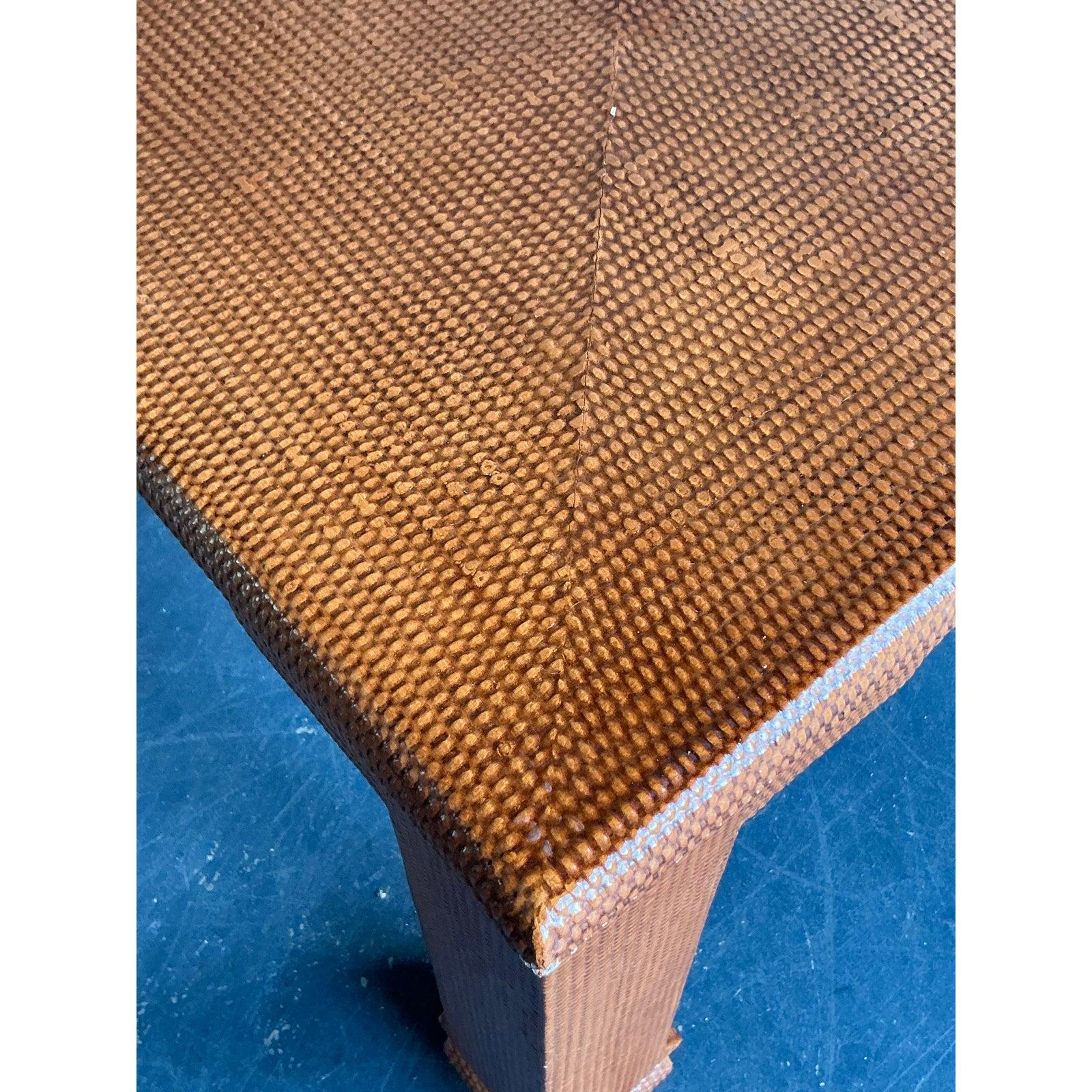 Vintage Boho Grasscloth Ming Extendable Dining Table For Sale 2