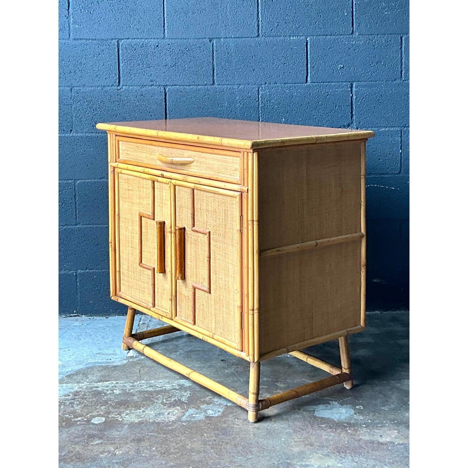 Philippine Vintage Boho Grasscloth Sideboard For Sale