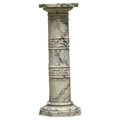 Piédestal vintage Boho Greek Key en marbre