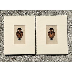 Vintage Boho Greek Urns Original Prints - Set of 2