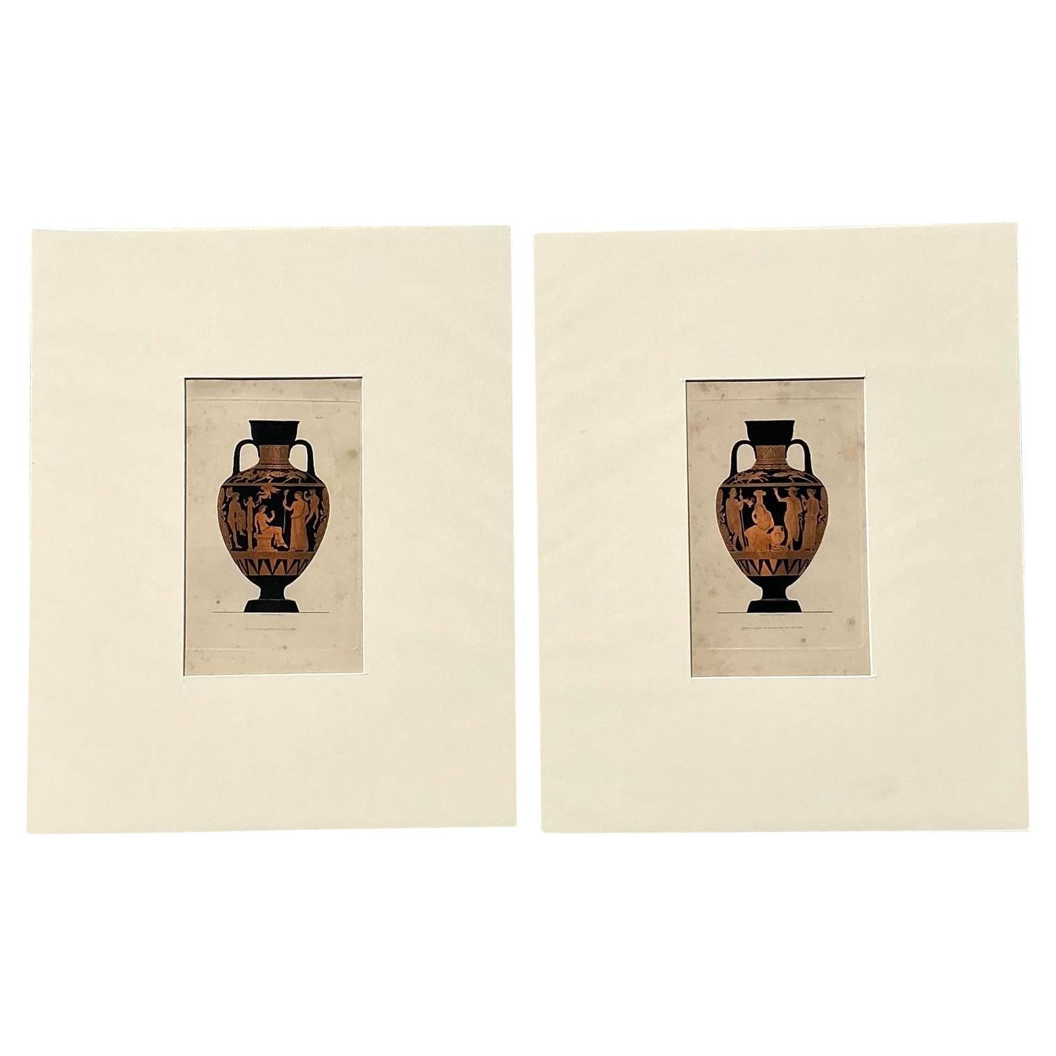 Vintage Boho Greek Urns Original Prints - Set of 2