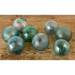 Vintage Boho Green Glass Spheres - Set of 8