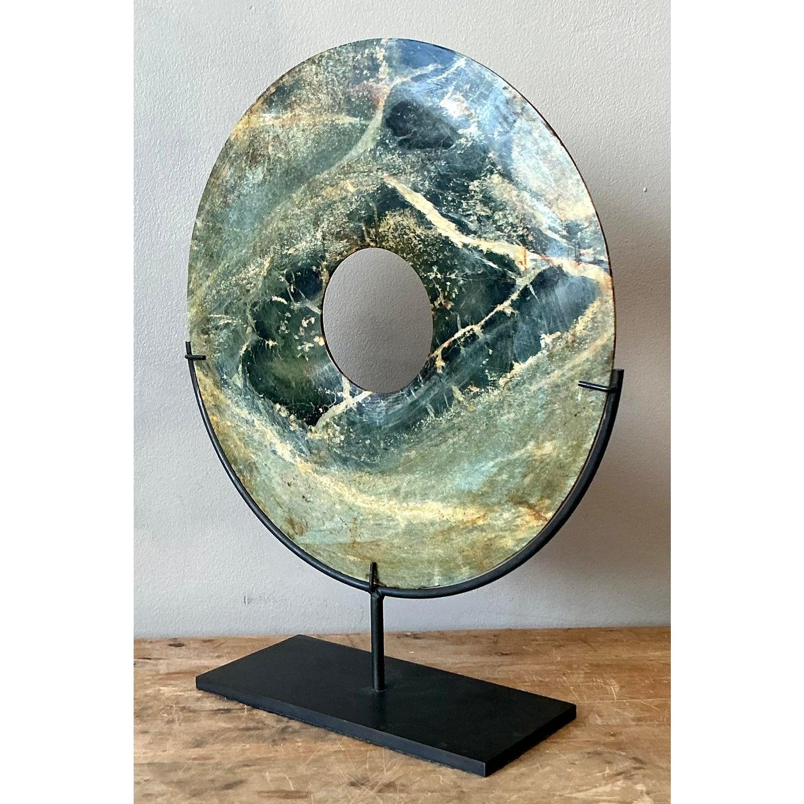 Organico moderno Disco vintage in marmo verde di Greene & Greene Bi in vendita