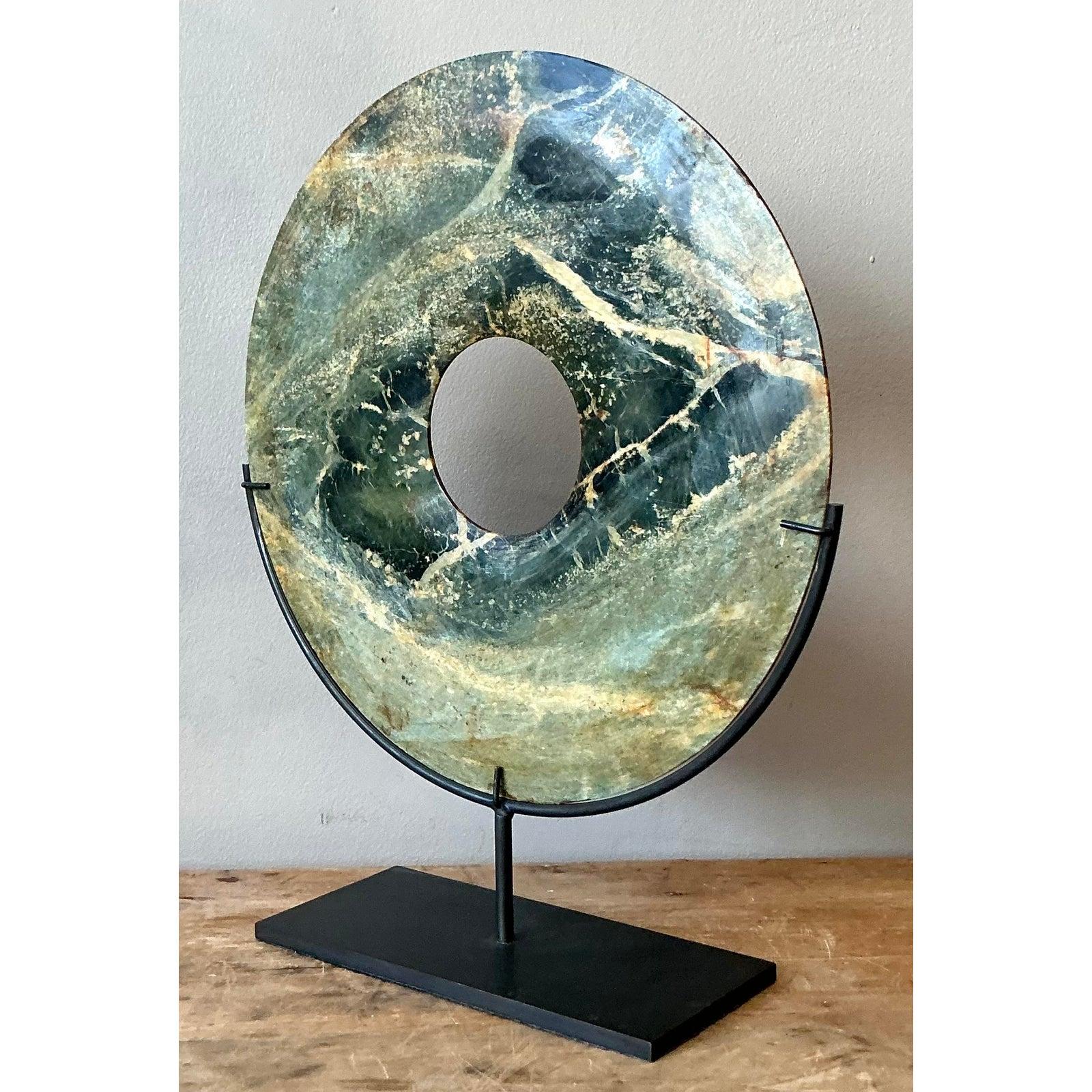 XX secolo Disco vintage in marmo verde di Greene & Greene Bi in vendita