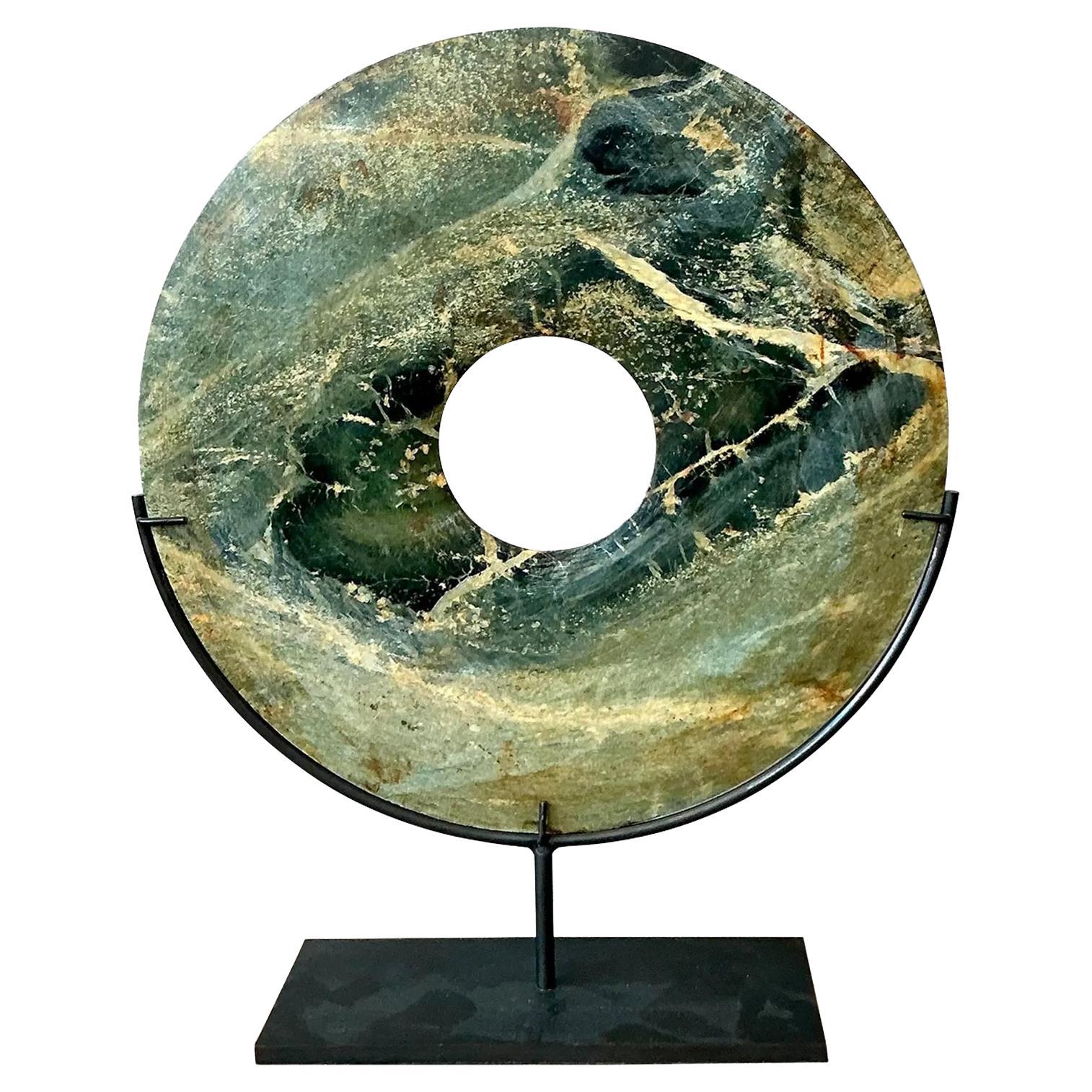 Disco vintage in marmo verde di Greene & Greene Bi