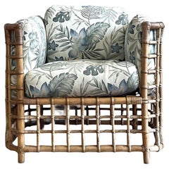 Vintage Boho Grid Rattan Lounge Chair After Henry Olko