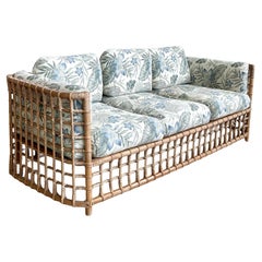 Vintage Boho Grid Rattan Sofa nach Henry Olko