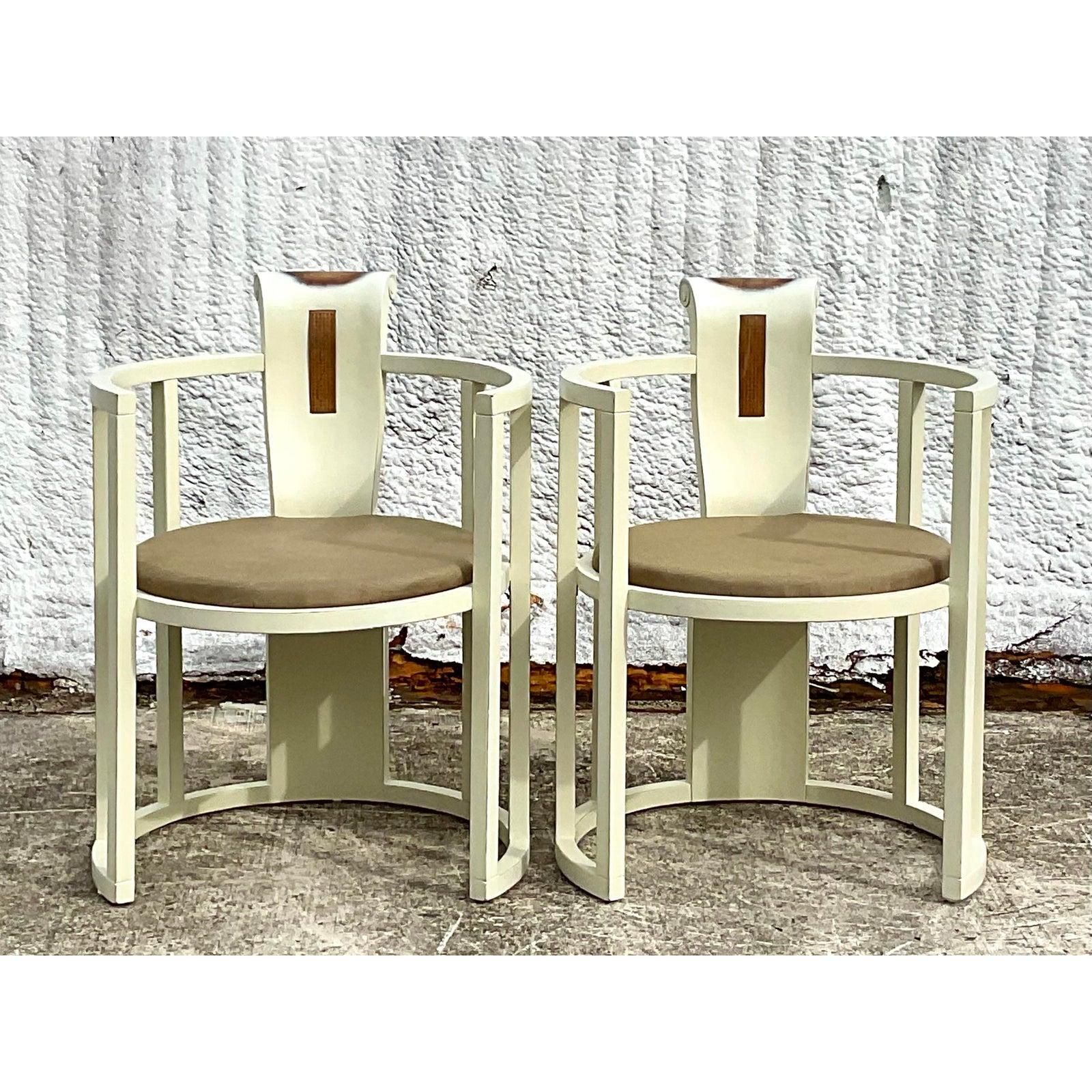 Vintage Boho Half Moon Chairs After Hoffman In Good Condition In west palm beach, FL