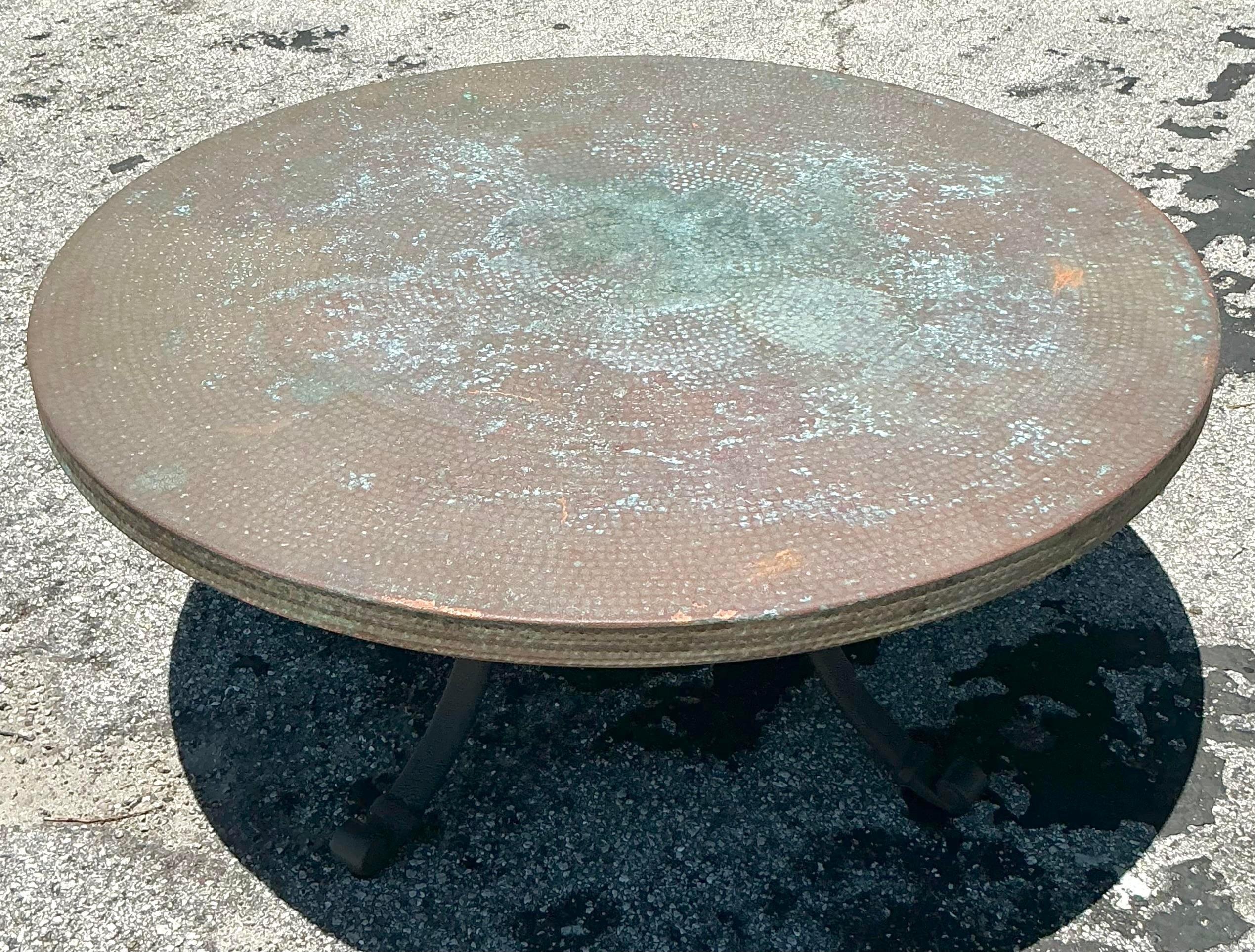 American Vintage Boho Hammered Copper Coffee Table