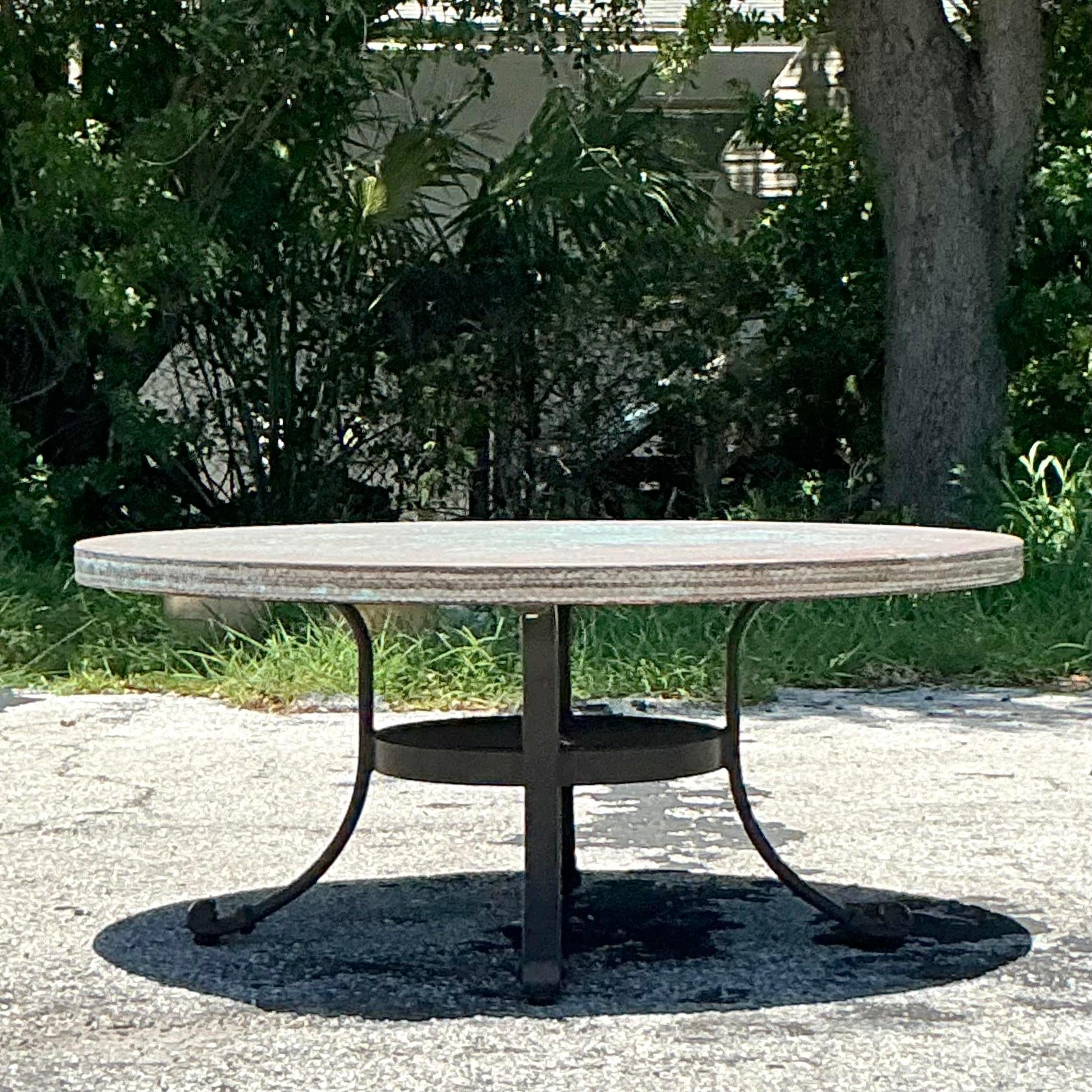 20th Century Vintage Boho Hammered Copper Coffee Table