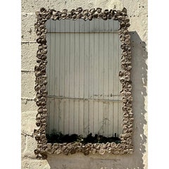 Vintage Boho Hammered Metal Floral Ring Mirror