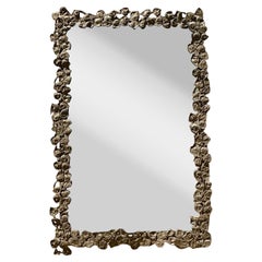 Vintage Boho Hammered Metal Floral Ring Mirror