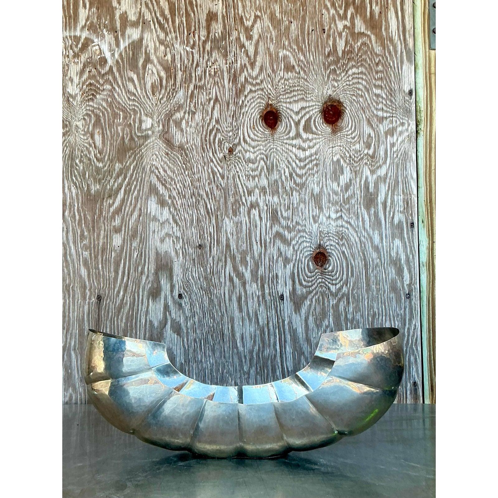 Vintage Boho gehämmert Metall Victoria Tablett im Angebot 2