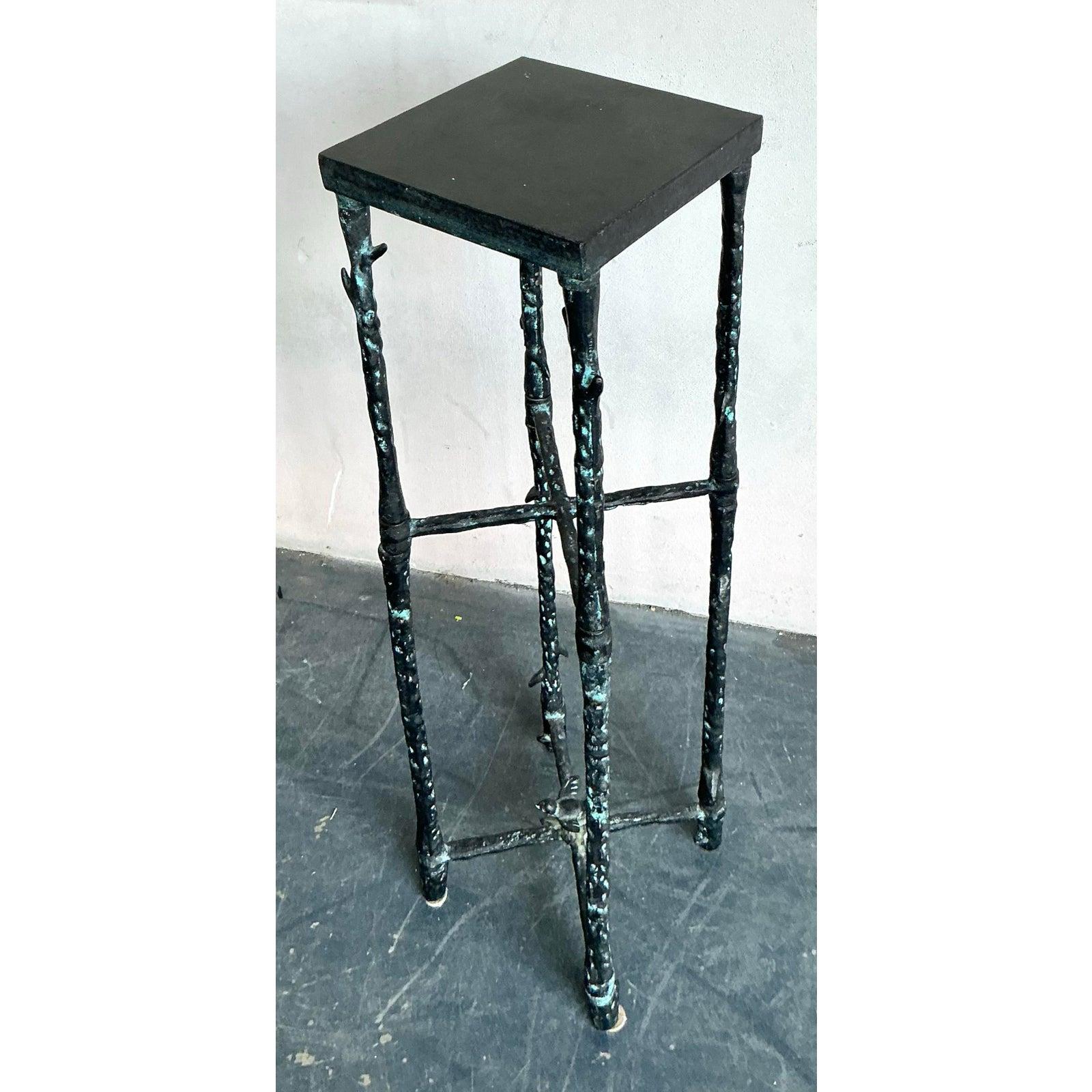 20th Century Vintage Boho Hammered Pedestal After Giacometti For Sale
