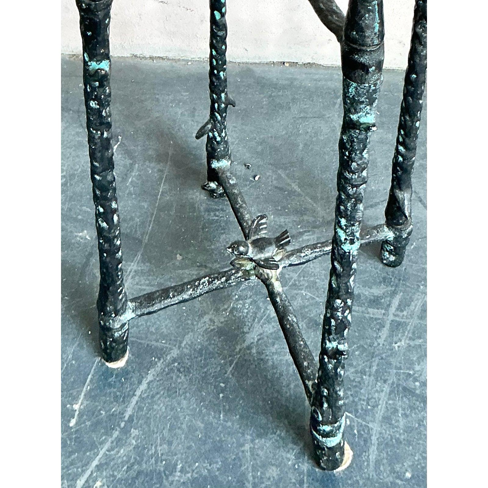 Vintage Boho Hammered Pedestal After Giacometti For Sale 2