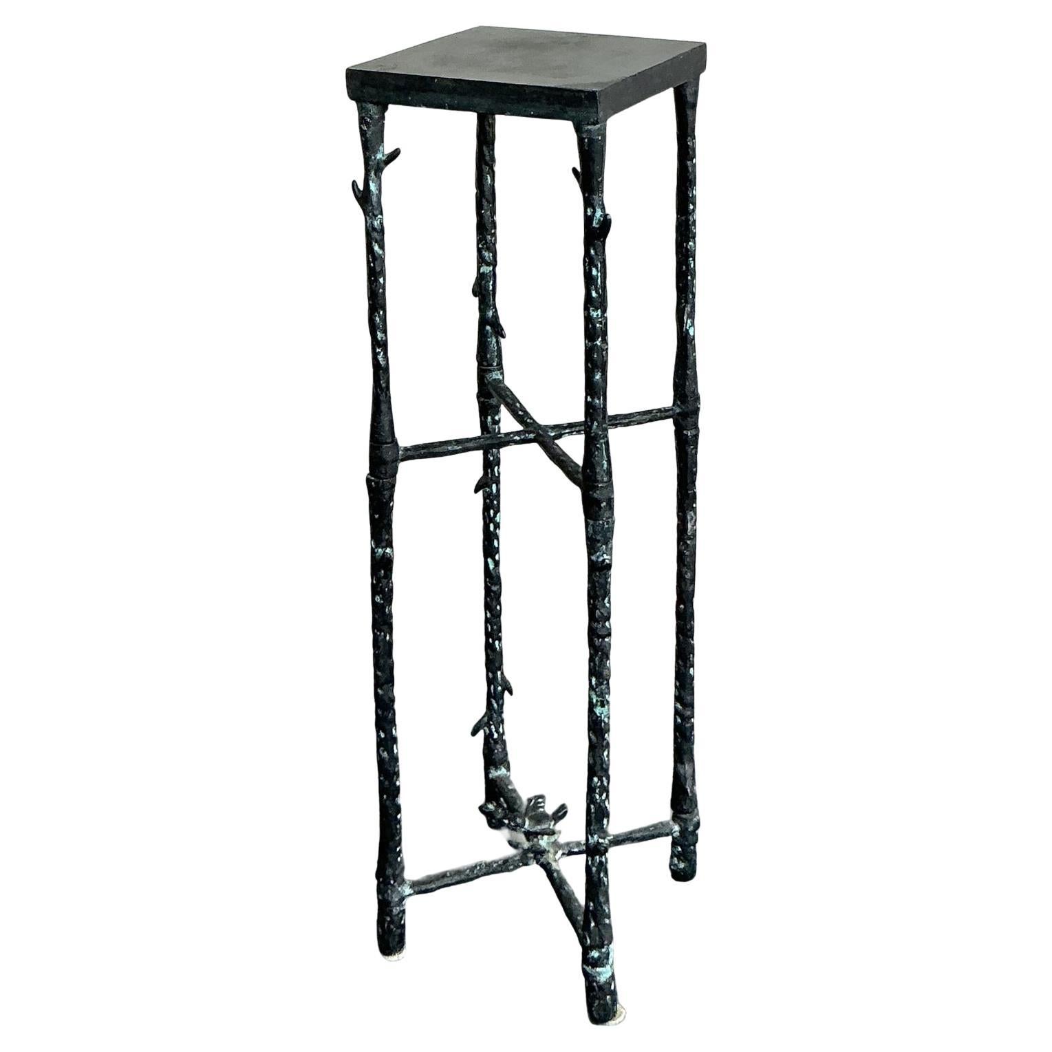 Vintage Boho Hammered Pedestal After Giacometti For Sale