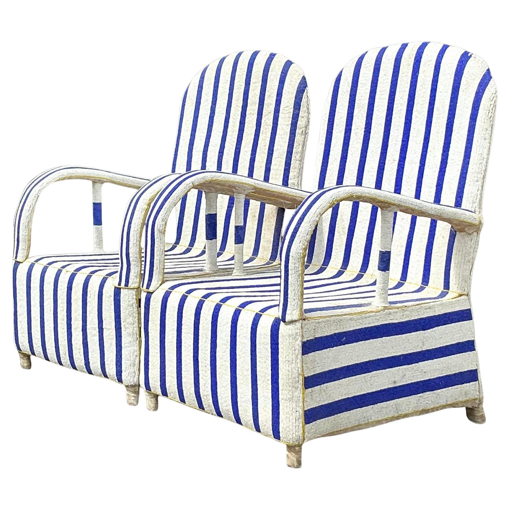 Vintage Boho Hand Beaded Lounge Chairs