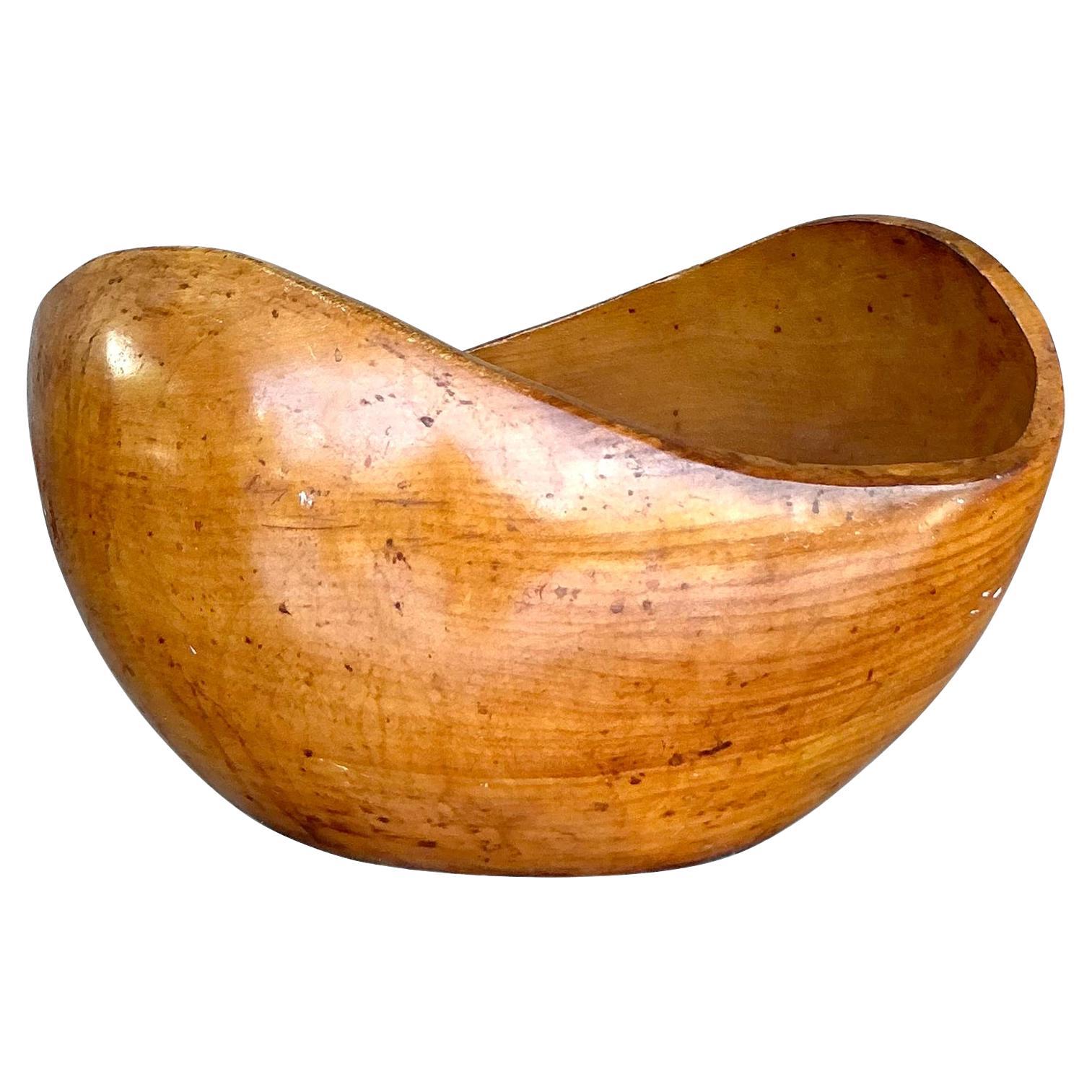 Vintage Boho Hand Carved Biomorphic Bowl