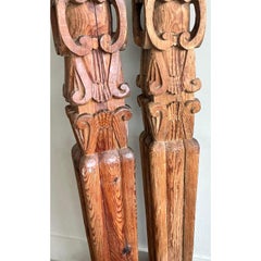 Vintage Boho Hand Carved Columns - A Pair