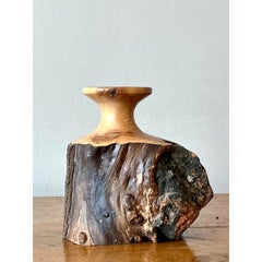 Vintage Boho Hand Carved Cypress Knot Vase