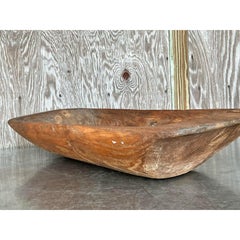 Vintage Boho Hand Carved Dough Bowl