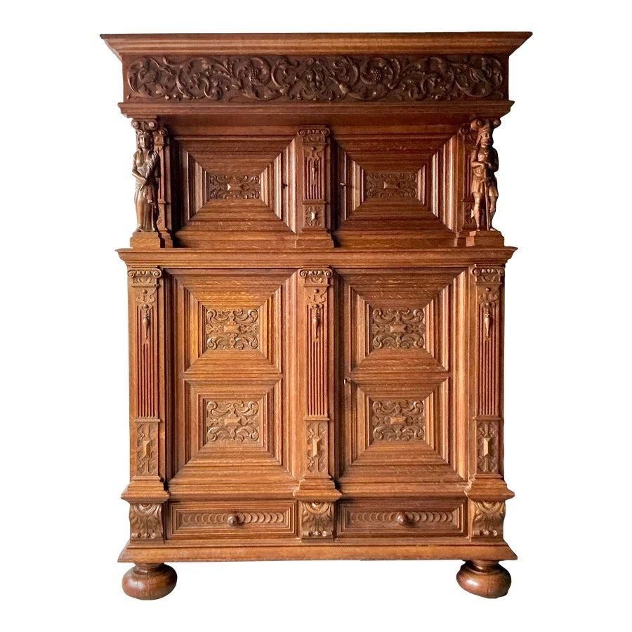 Vintage Boho Hand Carved Dutch Cabinet For Sale 6