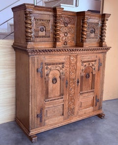Vintage Boho Hand Carved Dutch Cabinet
