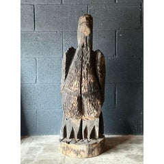 Vintage Boho Hand Carved Eagle Sculpture