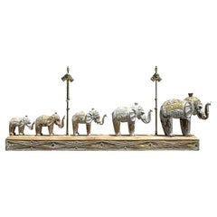 Vintage Boho Hand Carved Elephant Walk Long Lamp