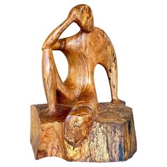 Used Boho Hand Carved Figural Sculpture