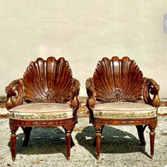 Vintage Boho Hand Carved Grotto Chairs - a Pair