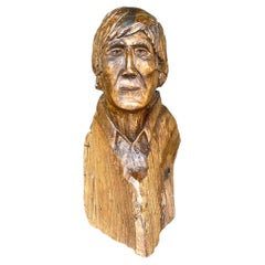 Vintage Boho Hand Carved Sculpture of Man