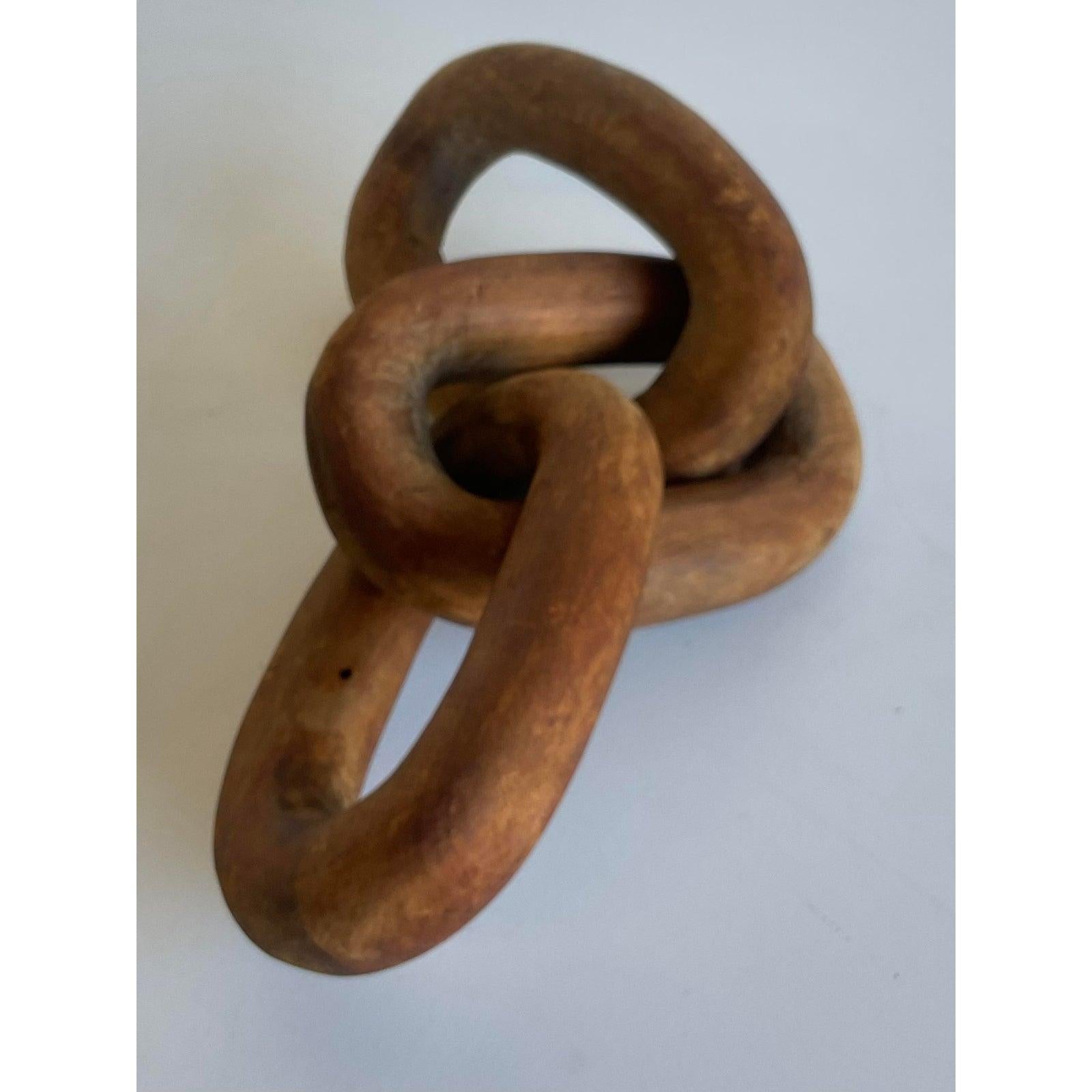 Vintage Boho Hand Carved Wooden Chain Sculpture 1