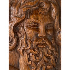 Lastra di legno intagliata a mano di Vintage By raffigurante un uomo barbuto
