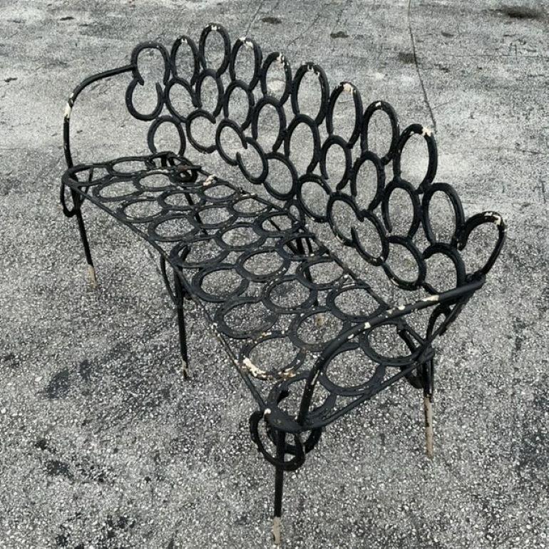 Américain Banc Boho vintage forgé à la main en fer à cheval en vente