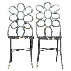 Vintage Boho Hand Forged Horseshoe Chairs - a Pair