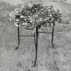 Vintage Boho Hand Forged Horseshoe Table