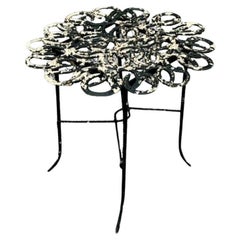 Vintage Boho Hand Forged Horseshoe Table