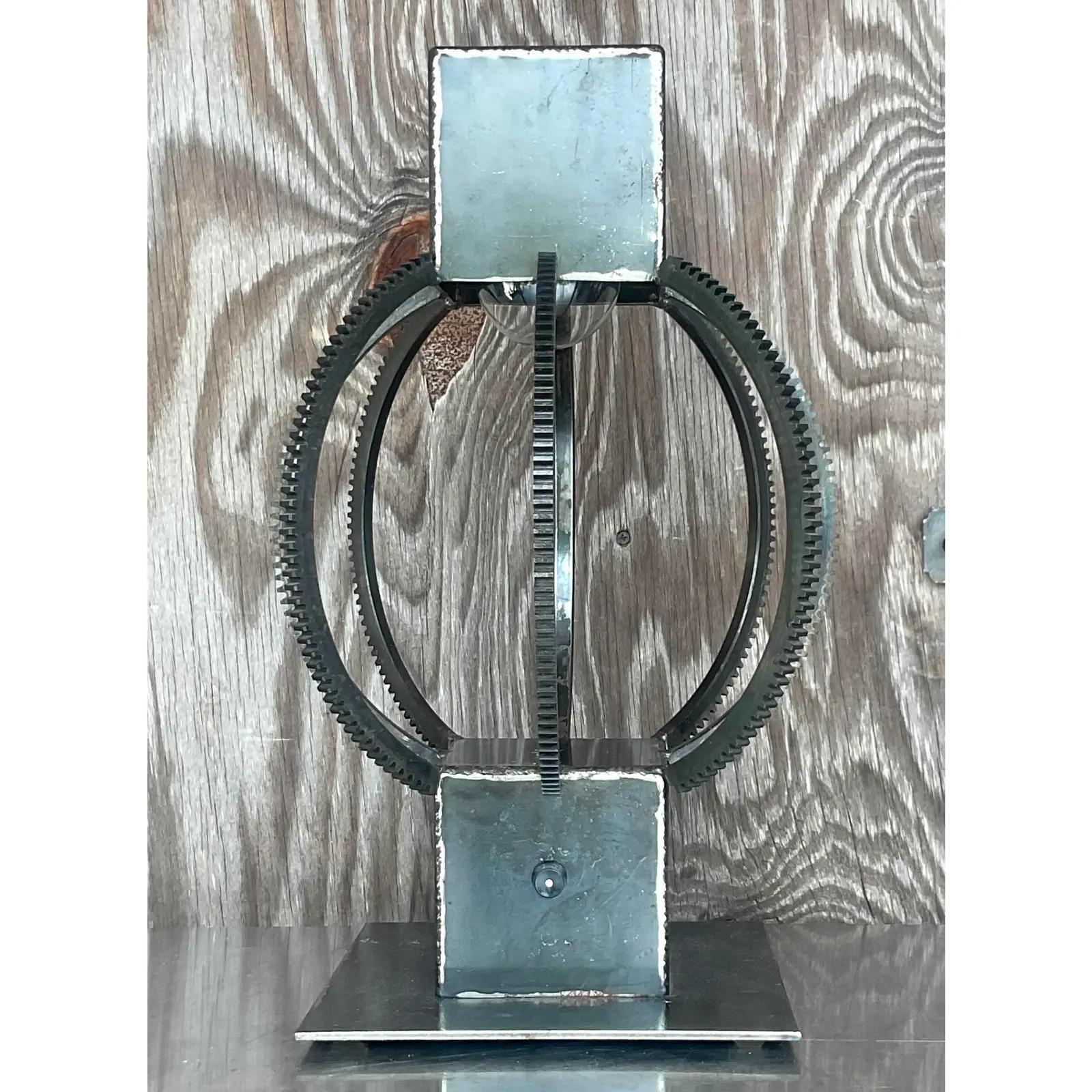 20th Century Vintage Boho Hand Forged Table Lamp For Sale