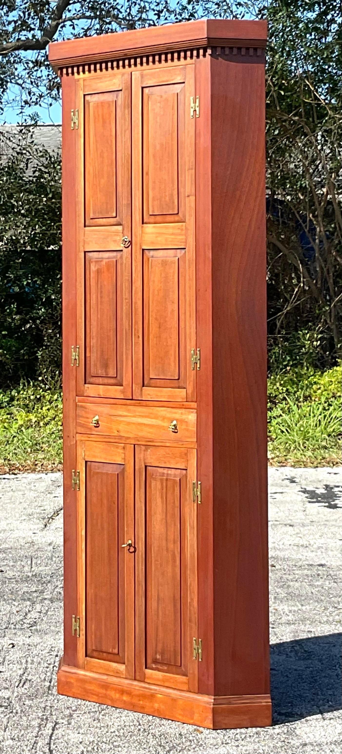 Wood Vintage Boho Hand Made 1930's Corner Cabinet For Sale