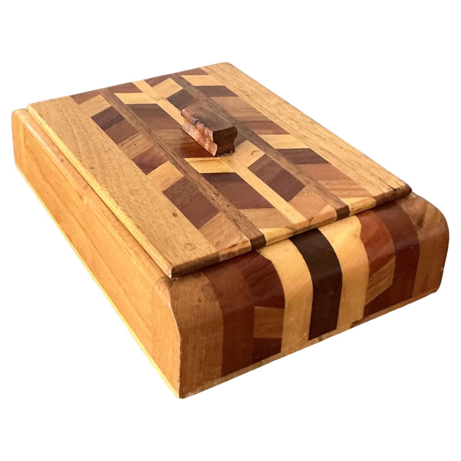 Vintage Boho Hand Made Marquetry Box