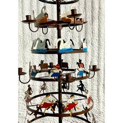 Vintage Boho Hand Painted “12 Days of Christmas” Tree