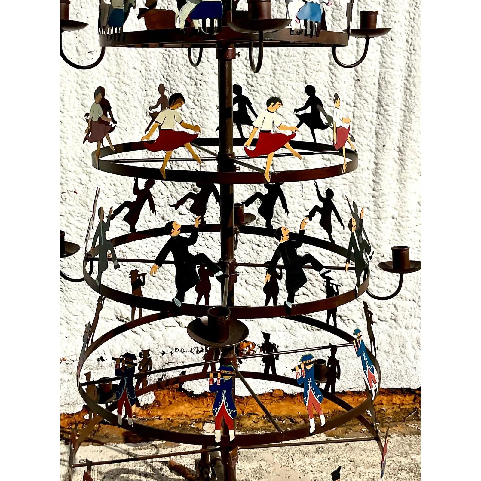 North American Vintage Boho Hand Painted “12 Days of Christmas” Tree