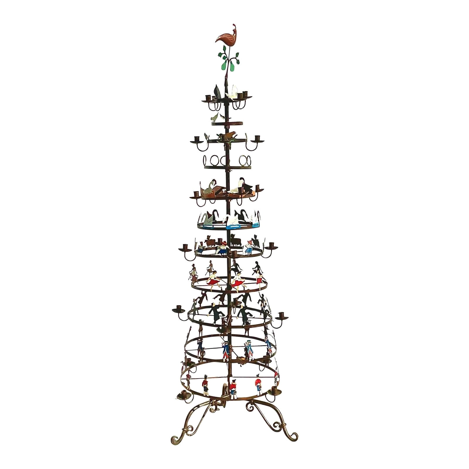 Vintage Boho Hand Painted “12 Days of Christmas” Tree