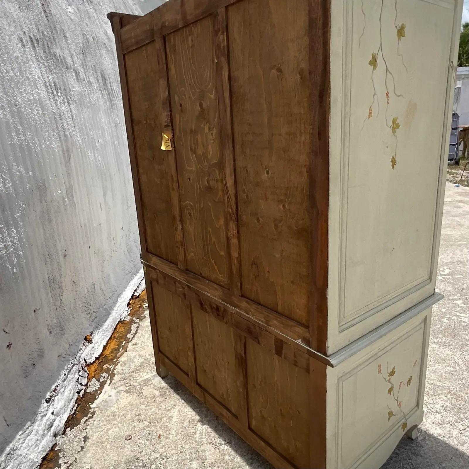 Vintage Boho Hand Painted Armoire 4