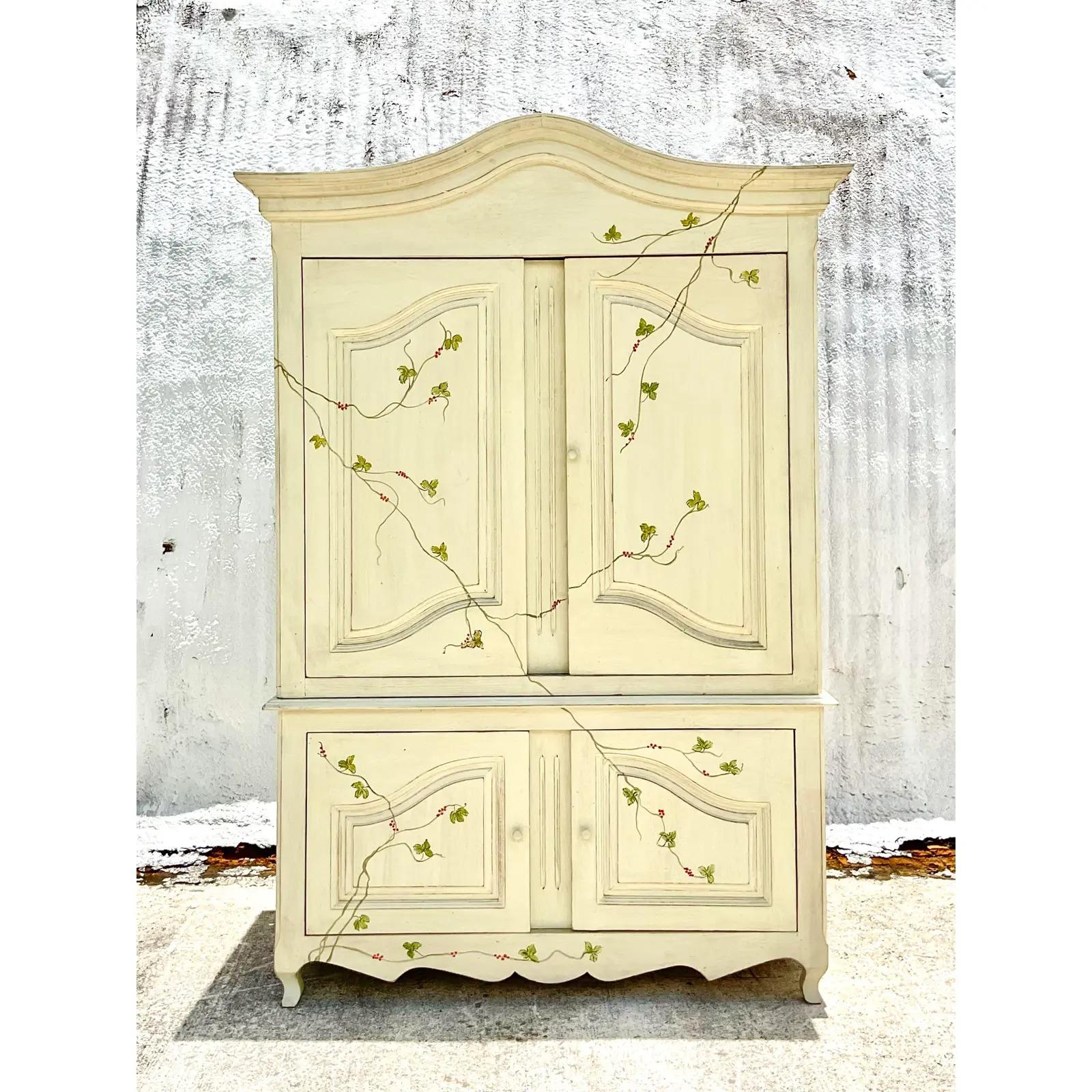 Vintage Boho Hand Painted Armoire 1